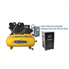 EMAX Silent Air 15hp 1PH 120 gallon Horizontal Duplex mounted alternating Piston Compressor --w/Pressure Lubricated pumps