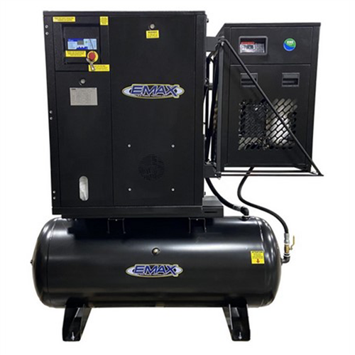 EMAX 10HP 1PH Industrial Rotary Screw Compressor-120 Gal Tank Mount w/Air Dryer