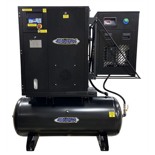 EMAX 5HP 3PH Industrial Rotary Screw Compressor-80 Gal Tank Mount w/Air Dryer