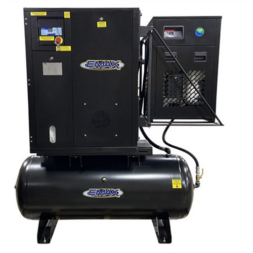 EMAX 7.5HP 1PH Industrial Rotary Screw Compressor-80 Gal Tank Mount w/Air Dryer