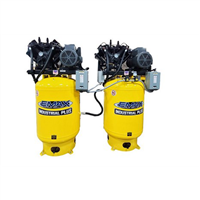 EMAX Silent Air 20hp V4 3PH 160 gallon Horizontal Duplex mounted alternating Piston Compressor --w/Pressure Lubricated pumps
