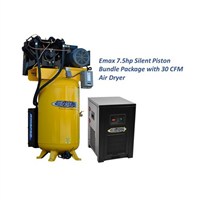 EMAX Silent Industrial Plus 7.5 HP 3 Phase 2-Stage 80 gal.  Compressor with 30 CFM Dryer Bundle-With Pressure Lube Pump