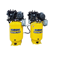 Two EMAX  10HP 3ph 80 Gallon Vertical Solo Mounted Alternating Silent Air compressors-w/Pressure Lubricated pumps