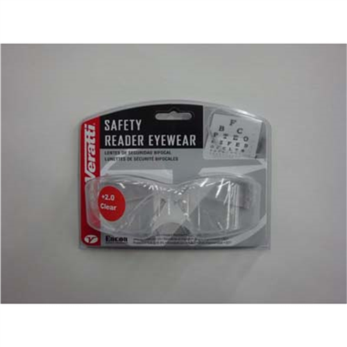 Safety Glasses - Veratti 2000 Readers Clear Lens, Enfog Diopter +2.0