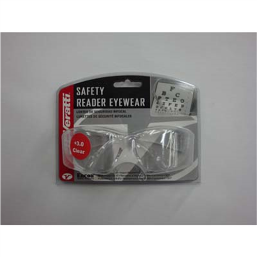 Safety Glasses - Veratti 2000 Readers Clear Lens, Enfog Diopter +3.0