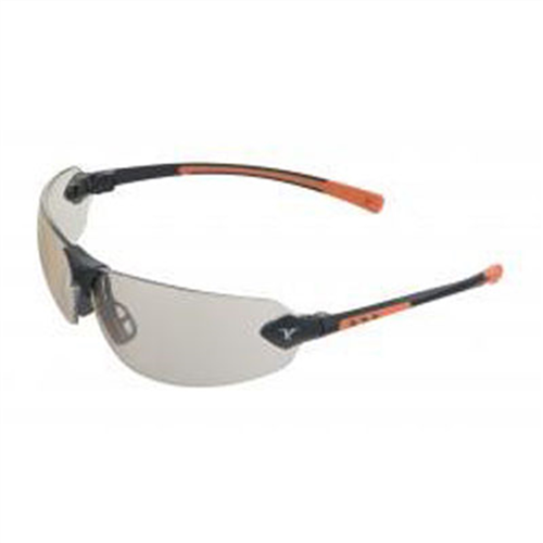 Veratti 429 Safety Glasses - Black/Orange Frames and I/O Lens with ScratchCoating in Clamshell