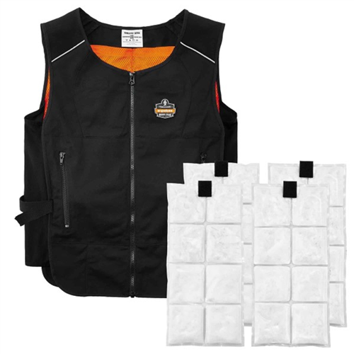 Ergodyne 12133 6260 S/M Black Lightweight Phase Change Cooling Vest With Packs