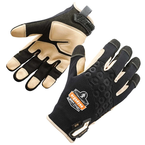Ergodyne 17143 710Ltr M Black Heavy-Duty Leather-Reinf Gloves