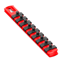 8 Magnetic Socket Organizer with 9 Socket Clips - Red - 1/4