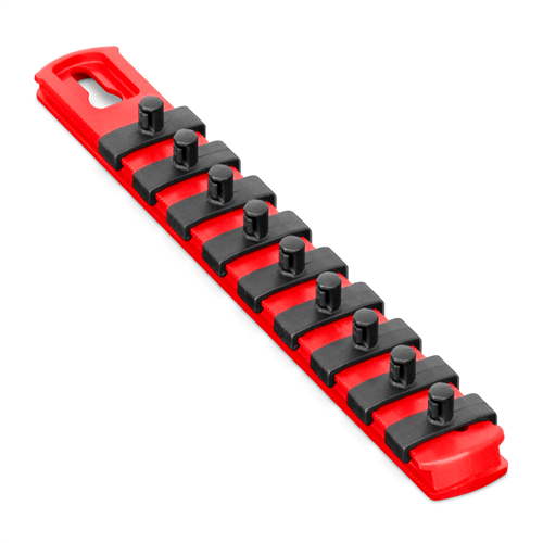 8 Magnetic Socket Organizer with 9 Socket Clips - Red - 1/4