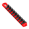 8 Socket Organizer and 9 Socket Clips - Red - 3/8