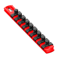 Ernst 8411</br>8 Socket Organizer and 9 Socket Clips - Red - 3/8