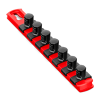 8 Magnetic Socket Organizer with 7 Socket Clips - Red - 1/2