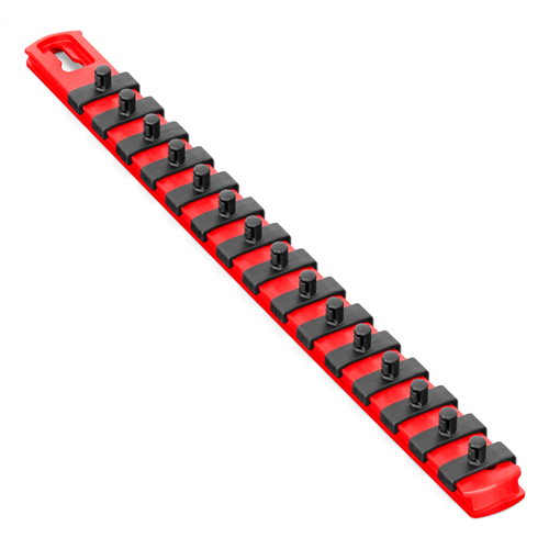 13 Socket Organizer with 15 Twist Lock Clips - Red - 1/4