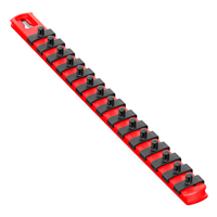 Ernst 8414M</br>13 Magnetic Socket Organizer with 15 Twist Lock Clips - Red - 1/4