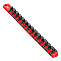 13 Magnetic Socket Organizer with 14 Twist Lock Clips - Red - 3/8