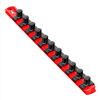 13 Socket Organizer with 11 Twist Lock Clips - Red - 1/2