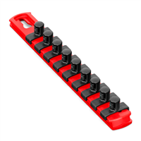 13 Magnetic Socket Organizer with 11 Twist Lock Clips - Red - 1/2