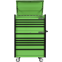 DX Series 41"W x 25"D 4 Drawer Top Chest & 6 Drawer  Roller Cabinet Combo - Green, Black Drawer Pulls