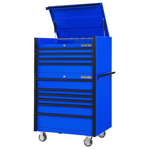 DX Series 41"W x 25"D 4 Drawer Top Chest & 6 Drawer  Roller Cabinet Combo - Blue, Black Drawer Pulls