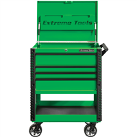 33â€ 4-Drawer Deluxe Tool Cart w/Bumpers, Green w/Black Quick Release-Drawer Pulls