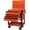 33â€ 4 Drwr Deluxe Tool Cart w/Bumpers, Orange w/Black Quick Release Drwr Pulls