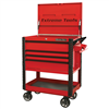 33â€ 4-Drawer Deluxe Tool Cart w/Bumpers, Red w/Black Quick Release-Drawer Pulls