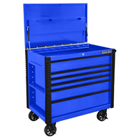 41 in. 6-Drawer Tool Cart w/Bumpers, Blue w/Black-Drawer Pulls