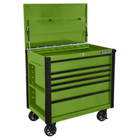 41 in. 6-Drawer Tool Cart w/Bumpers, Lime Green w/Black-Drawer Pulls