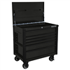 41 in. 6-Drawer Stainless Steel Slider Top Tool Cart with Bumpers, Matte Black with Black-Drawer Pulls