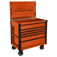 41 in. 6-Drawer Tool Cart w/Bumpers, Orange w/Black-Drawer Pulls