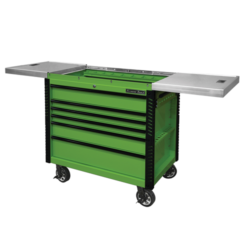 41" 6 Drawer Slide Top Tool Cart, Lime Green - Tool Drawers