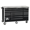 72 in. 17-Drawer Triple Bank Roller Cabinet, Black