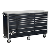 72 in. 18-Drawer Triple Bank Roller Cabinet, Black