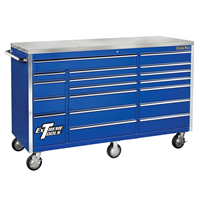 Extreme Tools 72 in. 18-Drawer Triple Bank Roller Cabinet, Blue