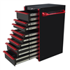 19in 8-Drawer Side Box, Black-Red Handles - Tool Storage