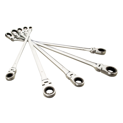 5-Piece XXL Flexible, Metric Nonreversible Ratcheting Wrench Set