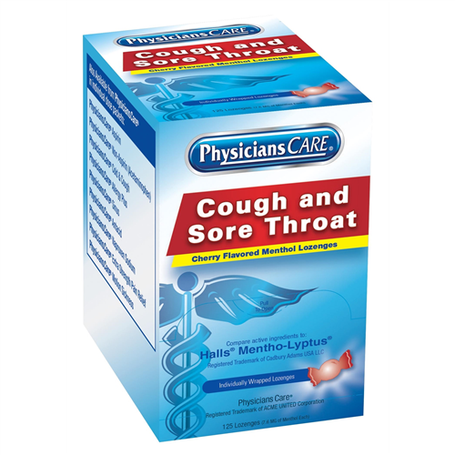 First Aid Only 90034 Physicianscare Cherry Flavor Cough & Throat Lozenges 125X1/Box