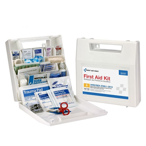 First Aid Only 90597 50 Person First Aid Kit Ansi A Plastic Case With Dividers