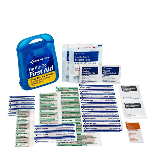 First Aid Only 91098 29 Pc Mini Clear Blue Plastic First Aid Kit