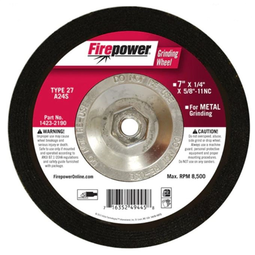 7 in. x 1/4 in. x 5/8 in. -11NC Depressed Center Grinding Wheels, Type 27