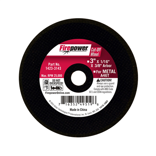 Type 1 Cut-Off Abrasive Wheel, 3â€ x 1/16â€ x 3/8â€