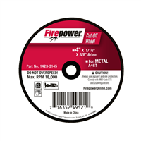 4â€ x 1/16â€ x 3/8â€ Cut-Off Abrasive Wheels, Type 1 (For Metal)