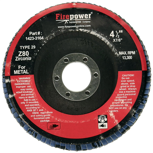 Type 29 Flap Disc, 4-1/2" x 7/8", ZA 80 Grit