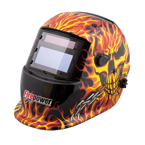 Firepower Auto-Darkening Welding Helmet w/ Fire and Skull Design