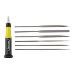 Swiss Pattern Needle File Set, 6 Piece, with Versa-Grip Handle and Six 5-1/2" Long Files