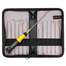 Probe and Hook Set, 12 Pc, with Twist Chuck Handle, Assorted Hooks and Picks, in Zippered Case