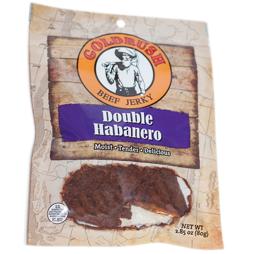 GOLDRUSH Double Habanero 2.85 oz. Beef Jerky (12-Count Case)
