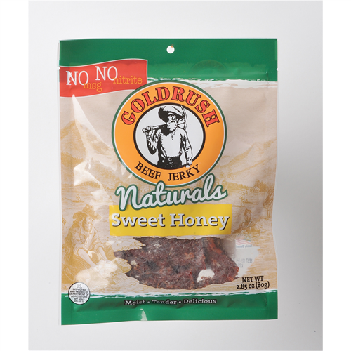 GOLDRUSH Goldrush Natural Honey 2.85 oz. Beef Jerky, MSG FREE