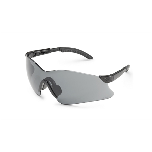 Hawk Safety Glasses, Gray Lens, Black Frame, Rimless One-Piece Winged Design